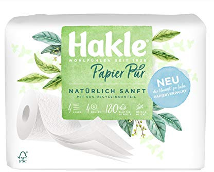 Hakle Papier Pur Toilettenpapier 4-Lagig, 4er Packung