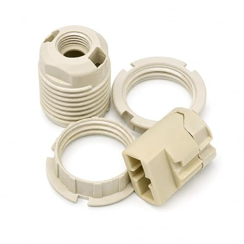 G9 Lampenfassung Keramik 230V mit M10x1 ISO-Feingewinde Isolierhaube 2 Schraubringe 20,8x2 mm Steckanschluss für G9 Leuchtmittel