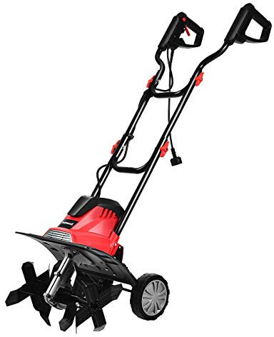 COSTWAY Zappatrice Elettrica Dissodatore Coltivatore per Giardino, Motozappa 230V, Rosso Nero (1200W, 36cm)