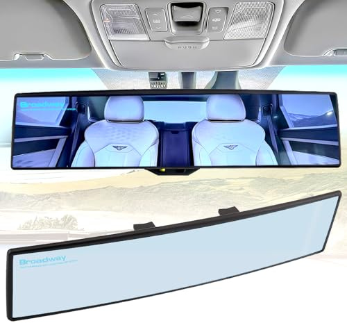 NINGFIST Broadway Rear view Mirror Wide Angle Panoramic Anti Glare Blindspot Accessories Universal Interior Car Convex Mirror for Car SUV Trucks Blue