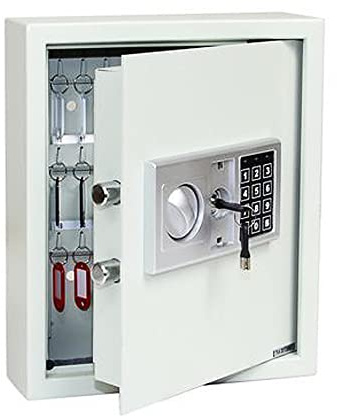 FELGNER Schlüsseltresor mit elektronischem Pin Code Sicherheitsschloss | 48 Haken | farbige Schlüsselanhänger | Robuster Schlüsselsafe Schlüsselschrank aus Stahl | Ideal für Zuhause oder Büro