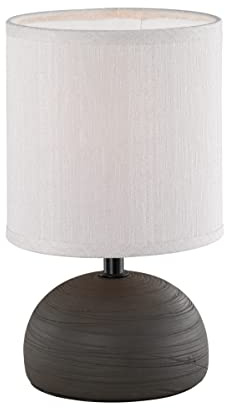 lightling Tischleuchte Lance, Fuß Keramik braun, Stoffschirm cappuccino, Schnurschalter, exkl. 1 x E14 max. 40W, ø 14 cm, Höhe 23 cm
