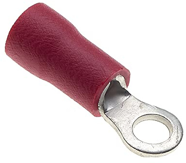 Terminale A Crimpare Ad Anello - Confezione Da 100, Rosso, 3,2mm, 25A, 22-16 AWG - Connettori Ad Anello Termorestringenti, Connettori In Rame Stagnato, Terminali Per Fili Ad Anello Isolati