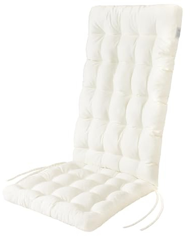 HAVE A SEAT Living - Hochlehner Auflage (1 St.) - Sitzpolster Gartenstuhl - Bequem, Wetterfest, Waschbar bis 95°C, Orthopädisch - Made in Germany (1 Stück - 120x48 cm, Weiß)