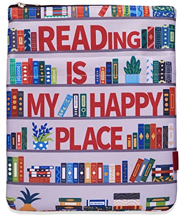 LParkin Buchhülle, Geschenk für Buchliebhaber, Bücherregal-Buchhülle mit Reißverschluss, 28 x 21,5 cm, waschbarer Stoff, Grau, Baumwolle Leinen/Polyester