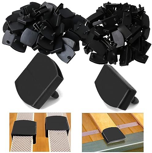 YOUNGSAY 60 Stück lattenrost Kappen, 40 für Seite und 20 für Mitte, Kunststoff Bett Lattenrost Kappen Innenmaße 55 x 9mm (Schwarz)
