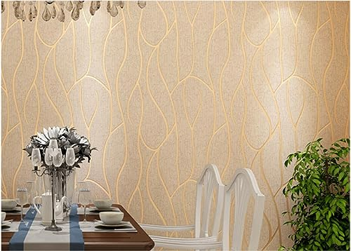 CULTS Beige Vliestapete 9,5 m x 0,53 m Geometrie Tapete Modernes Design Streifen Tapete für Flur Wohnzimmer Schlafzimmer Büro