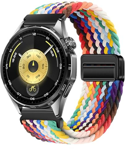 XMUXI Nylon Straps Compatible with Huawei GT6 46mm/GT5/GT4 46mm/GT3 Pro/GT2e Wrist Strap, 22mm Magnetic Stretch Sport Band for Garmin Venu 4 Watch Strap/Venu 3 2/Forerunner 255/265