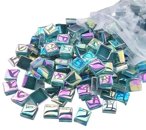 Mosaik Fliesen 50PCS Quadratische Kristallglas Schillernde Mosaiksteine ​​DIY Handgemachte Kinderdekoration Zubehör Aufkleber Heimdekoration (Color : 4)