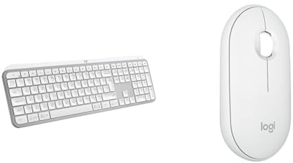 Logitech MX Keys S Wireless Keyboard, Low Profile, Fluid Quiet Typing, Programmable Keys & Pebble Mouse 2 M350s Slim Bluetooth Wireless Mouse, Portable, Lightweight