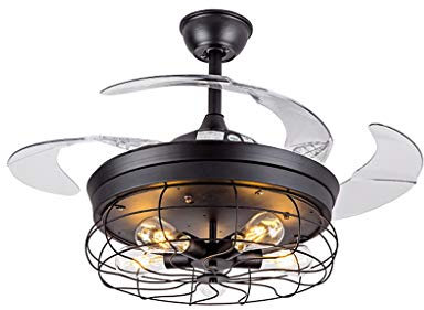 ZZJDBF 42 ventiladores de techo con luz de acero inoxidable acrílico Ventilador de techo LED de la lámpara de techo Loft Ventilador de techo Luz del ventilador for la sala de estar, dormitorio