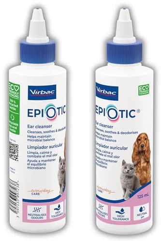 Cat & Dog Ear Cleaner Bundle - 2x125ml Epiotic Ear Cleaner for Dogs and Cats in *New* Eco Bottle and Stelr Pets Ear Care Guide