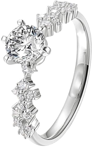 Whoiy 0.5ct Labor Diamant Verlobungsringe Damen Weissgold, Hochzeit Ringe Echtgold Zierlich 14 Karat Bandringe Trauringe 585 für Frauen, D, VVS1-VVS2, Größe 53 (16.9)