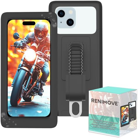 Soporte movil Moto retrovisor Scooter funda impermeable para protección Total y Ajuste Seguro con ventana trasera valida para telefonos moviles hasta 7.5 y sujecion al espejo retrovisor irrompible