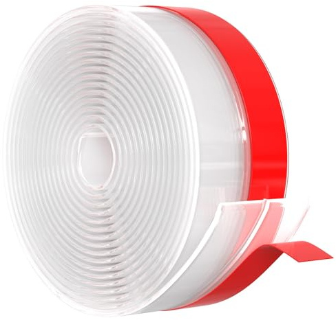 【2026 New Upgrade】 Wide Silicone Weather Stripping Door Seal with Strong Adhesive 1 x 25 ft, Draft Stopper Tape for Door Frame, Side and Bottom Gaps Strip for Glass Shower, Transparent