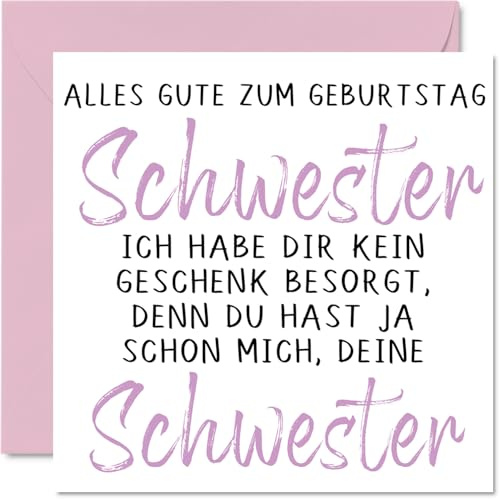 Stuff4 Geburtstagskarten Lustig für Schwester, Kein Geschenk | Lustiger Alles Gute Zum Geburtstag Karte von Schwester 145mm Unhöfliche Scherzen Glückwunschkarten