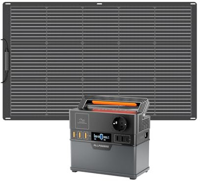 ALLPOWERS S300 Station électrique portable 300W, batterie de secours 288 Wh, Chargement rapide sans fil 8W, générateur solaire pour camping, voyage, urgence (S300+SF100)