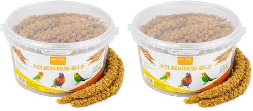 petifool Kolbenhirse gelb 500g - Einzelfuttermittel für alle Ziervögel - Vogelfutter - 100% Natur (Packung mit 2)
