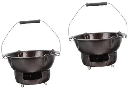 BESPORTBLE 2sets Outdoor Iron Stove Bbq Grill Camping Barbecue Stove Starter Briquettes Charcoal