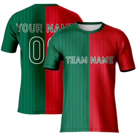 Davcielaora Maillot de football rétro Portugal Streak pour homme – Maillot de football personnalisé européen 2024, cadeaux de supporters pour enfants – Haut de football de la coupe du monde de futbol