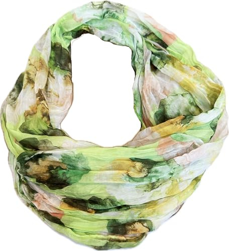 J26 Blommor mandala gradient cirkel silke sommar loop förlopp regnbåge silke enfärgad rund halsduk tubhalsduk stola halsduk lätt 2025 ny, Blommor gröna, 165 x 50cm