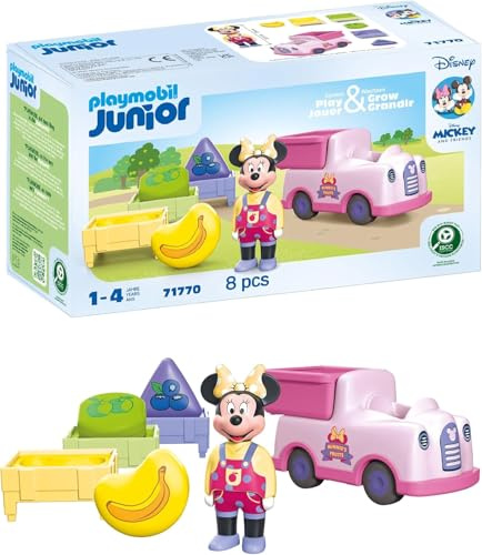 Playmobil Junior & Disney | Minnie Mouse – Camion de Fruits avec Jeu de tri | Jouet Durable dès 1 an | Cadeau pour Tout-Petits | Stimule la motricité et Les Premiers apprentissages | 71770
