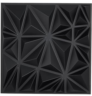 VEVOR Paneles de Pared 3D, 33 Baldosas de Diamante Minimalistas de Arte Moderno de PVC, con Acento de Cobertura de 2,97 m², para Techo, Dormitorio, Sala de Estar, Negro Mate, 300 x 300 x 25,1 mm