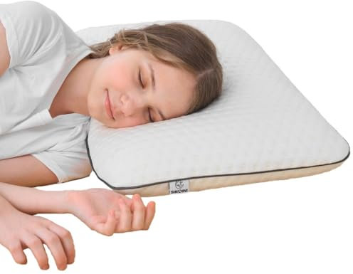 SIKAINI Memory Foam Pillow for Women – 40x60cm Ergonomic Neck Support Pillow with Breathable & Washable Cover, Low Profile Design