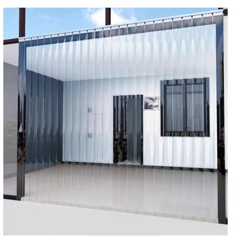 QHLTY Vinyl Streifenvorhang PVC klare Kunststoffstreifen Thermisch Isoliert Transparent Gefriervorhänge für Industrie, Garage, Geschäft(120x300cm)