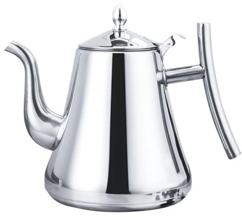 Théière De Cuisine en Acier Inoxydable avec Filtre À Infuseur Et Couvercle, 1L/1.5L/2L Bouilloire À Induction, Theiere INOX, Théière À Feuilles De Thé en Vrac pour Cuisinière