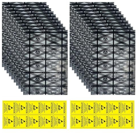 SGSCFG 20 Antistatik-Gitterbeutel Und 20 Antistatik-Etikettenaufkleber, Warnaufkleber Und Speicherbeutel Der Elektronischen Komponenten.