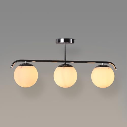 BARCELONA LED - Lámpara de Techo “Talí” con 3 Esferas de Cristal Opalino - Diseño Minimalista Moderno – Compatible con Bombillas E27 Lámpara Techo Dormitorio, Salón o Comedor
