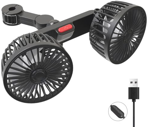 EEYZD Ventilador coche, potente ventilador USB para asiento coche, con cargador, universal 12 V 24 V, giratorio 360°, para enfriar el asiento coche, ideal para camionetas, SUV caravanas