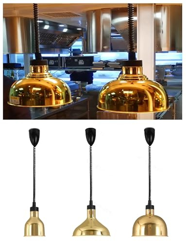 Lampada riscaldante in rame for buffet commerciale - Altezza regolabile 40-150 cm - Scaldavivande retrattile sospeso - for ristoranti, catering, cucine(Color3,29cm(2))