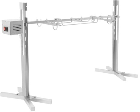 Cortador de acero inoxidable para hornos de barbacoa, pincho eléctrico giratorio para carne y camping, acero inoxidable, altura ajustable, regalo para fans de la barbacoa, color plateado