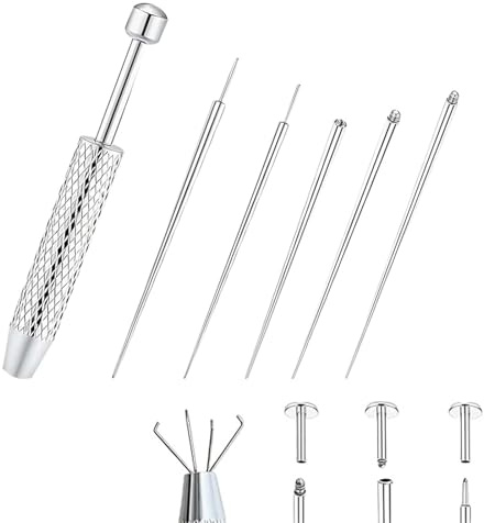Juego de 6 herramientas de perforación, herramienta de inserción cónica de perforación, pinzas de perforación para cambiar joyas, accesorios de perforación para orejas, nariz, labio, ombligo