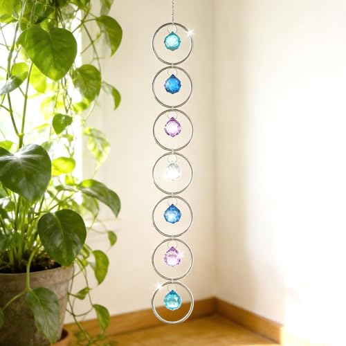 Healing Chakra Hanging Ornament Colorful Crystal Sun Catchers Pendant for Window Home Christmas Day Decoration