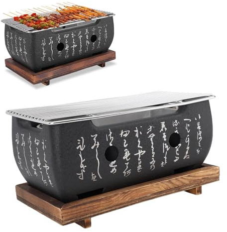 Faire du gril à barbecue de style japonais, poêle à charbon de bois alimentaire en aluminium en alliage de charbon de bois avec base en maille en maille pour pique-nique de