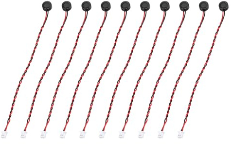 sourcing map 20 microfoni a elettrete a condensatore, mini condensatore a elettrete con diametro 6 mm, con cavi da 100 mm, 60 dB per audio, nero