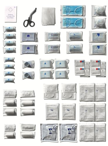First Aid Products Nachfüllset DIN 13169:2021 – 167-teilig – Ersatzfüllung für Erste-Hilfe-Koffer, Verbandskasten & Verbandschrank – Betriebsverbandkasten, Büro & Baustelle bis 300 MA Mitarbeiter