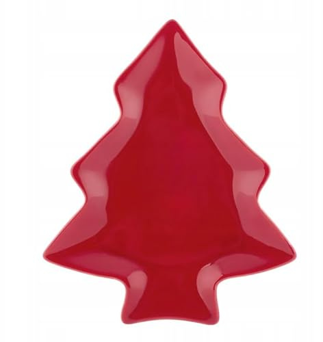 Altom Design Weihnachtsteller Keramikteller in Tannenbaumform Rot, 19,5 cm – Schale für Lebkuchen und Oblaten
