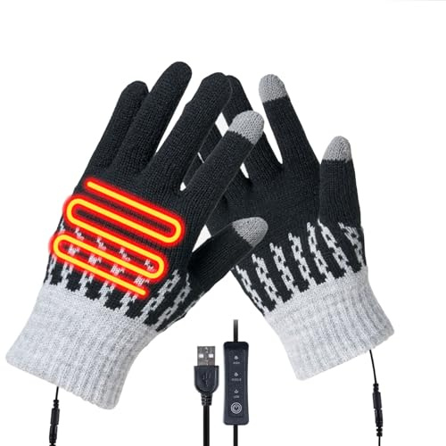 USB Heated Gloves for Women, 3 Adjustable Temperature, Electric Heated Gloves with Touchscreen-Friendly Design, Washable Thermal Gloves for Indoor/Outdoor Use