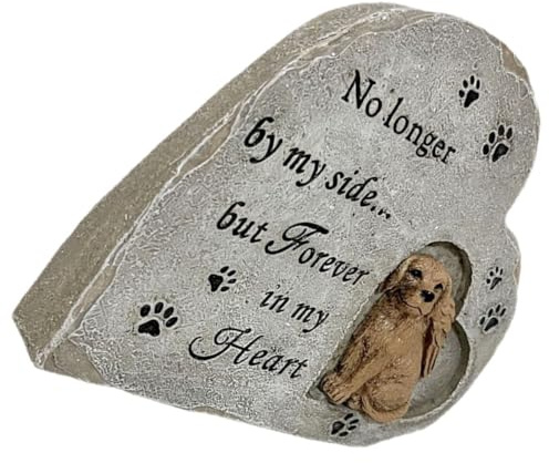 VALICLUD Pierre Tombale pour Animaux de Compagnie en Résine Solide Forme Cœur Stèle Commémorative pour Chiens Monument Extérieur de Jardin pour Mémoire Chien Décédé Statue Souvenir