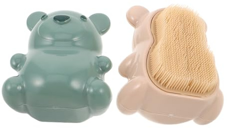Toyvian 2pcs Boys and Girls Nail Scrubber Brush Bear Shaped Portable Finger Nail Cleanup Brush for Boy Girl Manicure Hygiene Cleaning