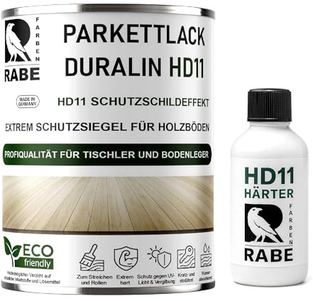 RABE 2K Parkettlack Treppenlack Matt DURALIN HD11- Holzlack Klarlack Haustier- Kratzfest Parkettsiegel Holzboden (1, Transparent, 1,1 Liter)