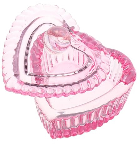 OFFIGAM Pot en Verre Cristal Rose de Cœur Élégant Design Japonerie avec Couvercle pour Organiser Petits Objets pour Manucure et Nail Art