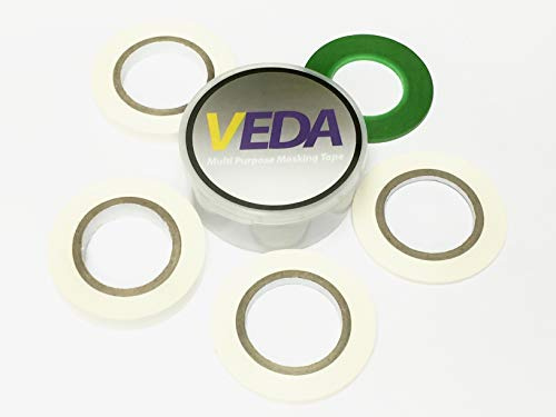 VEDA® Set de 5 Cintas de Enmascarar Curvas – 2 a 10 mm – Precisión para Modelismo, Aerografía, Decoración y Manualidades