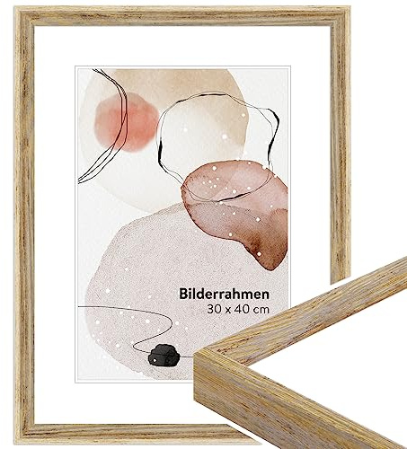 WANDStyle Natur Bilderrahmen 15x21 Holz, Bilderrahmen Natur Vintage | Hochwertiger Holzbilderrahmen Antik, Posterrahmen aufstellbar, Rahmen 21x15 cm, Fotorahmen H790 Made in Germany