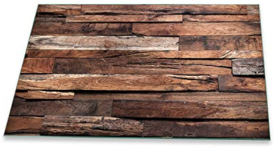 decorwelt | Herdabdeckplatte 80x52 cm 1-Teilig Holz Braun Ceranfeldabdeckung Universal Spritzschutz Glas Deko Elektroherd Induktion für Kochplatten Herdschutz Schneidebrett Sicherheitsglas
