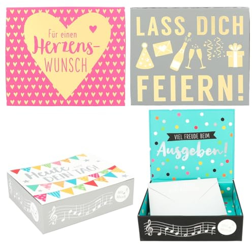 Depesche 10871-032 Wunscherfüller Soundbox zum Verschenken von Geld und Gutscheinen, mit Melodie und Geldbrief, ca. 11,2 x 9,5 x 3,5 cm, Schwarz